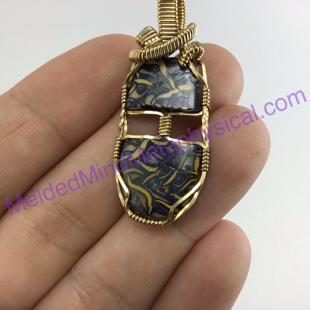 MeldedMind 14k Gold Filled Wire Wrapped Opal Pendant Handmade by F Tunderman 223