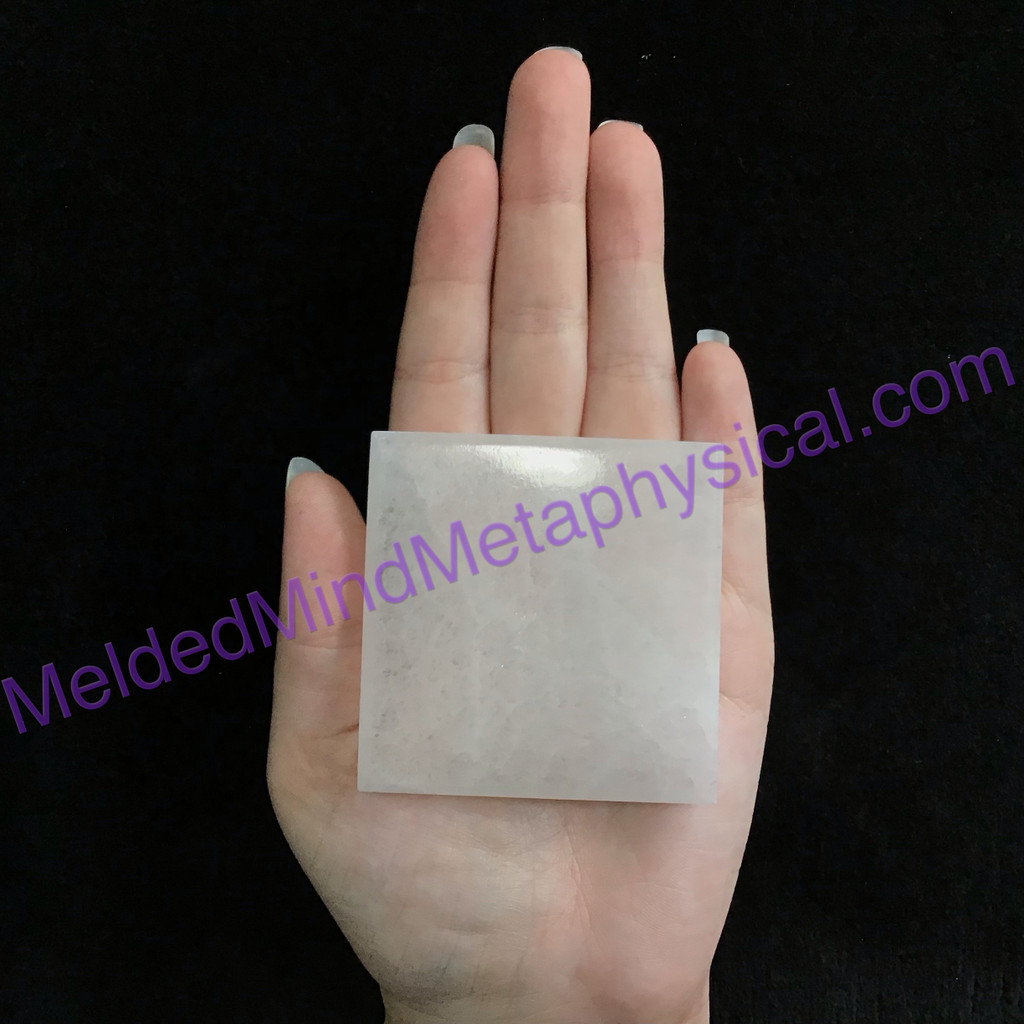 MeldedMind Polished Satin Spar Selenite Square 2.5x2.5x.5in Energy Cleanser 155