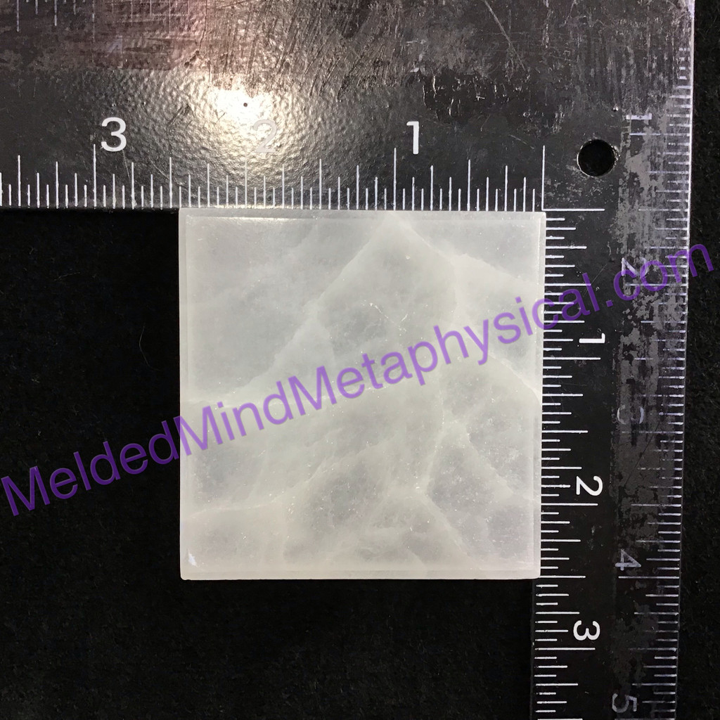 MeldedMind Polished Satin Spar Selenite Square 2.5x2.5x.5in Energy Cleanser 156