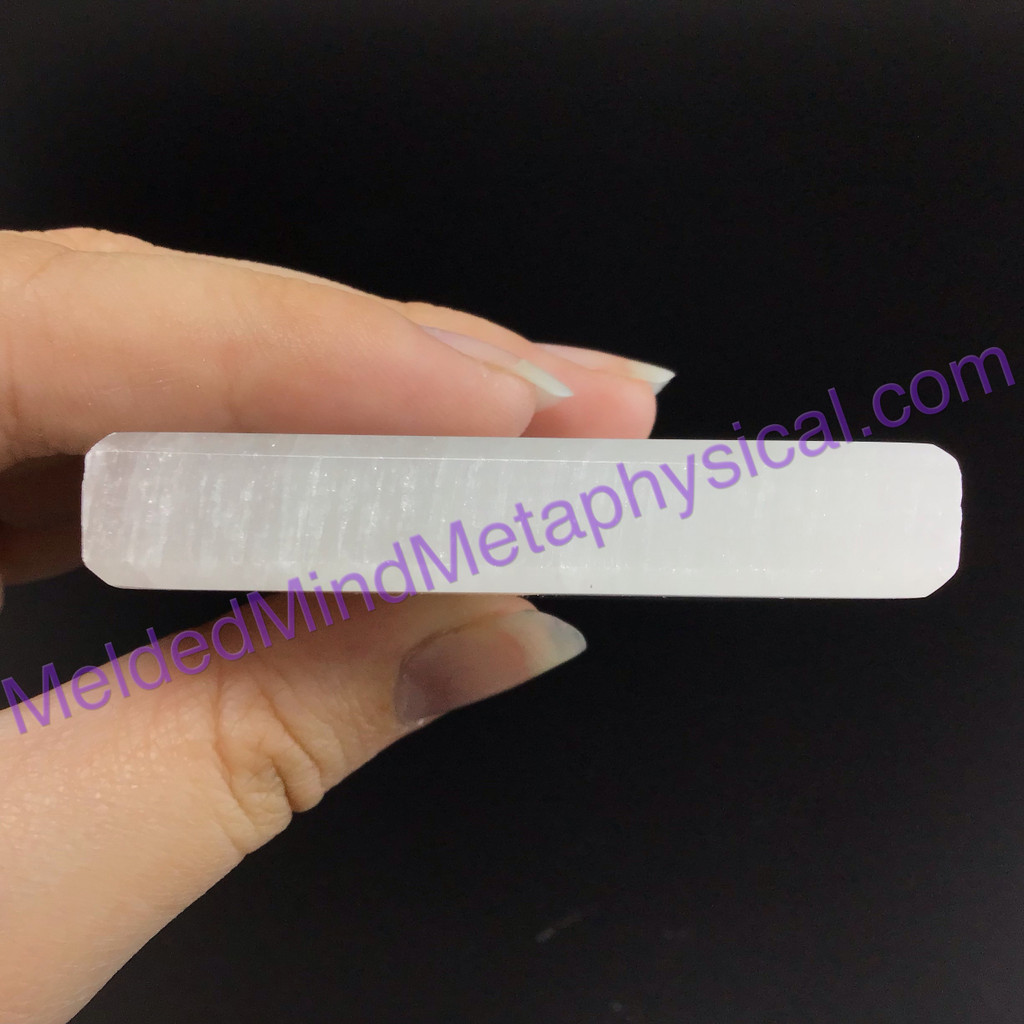 MeldedMind Polished Satin Spar Selenite Square 2.5x2.5x.5in Energy Cleanser 159