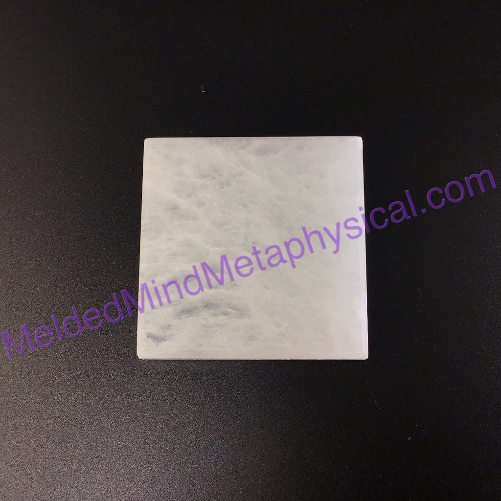 MeldedMind Polished Satin Spar Selenite Square 2.5x2.5x.5in Energy Cleanser 160