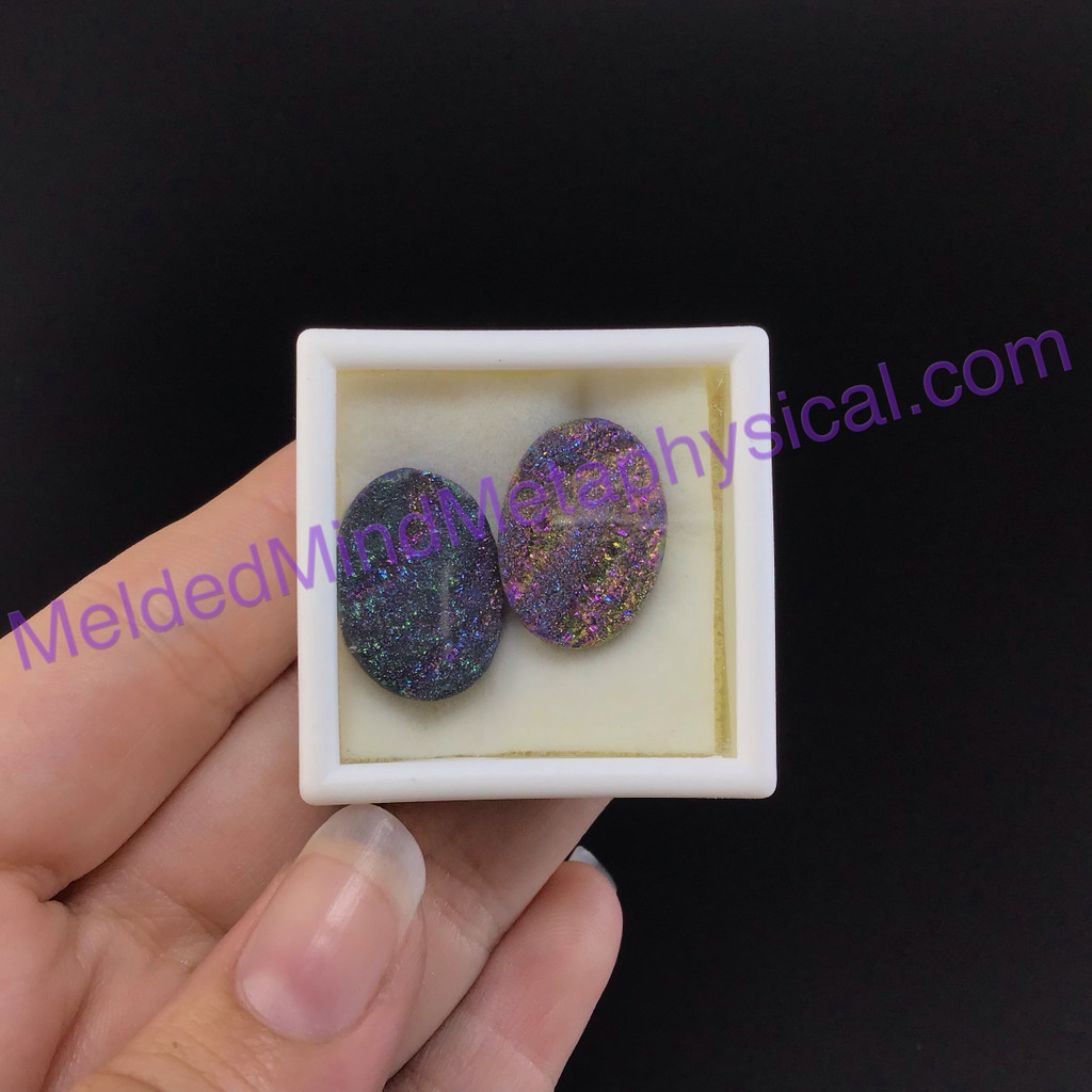 MeldedMind Titanium Aura Druzy Chalcedony Rosette Cabochon Artist Supply 655