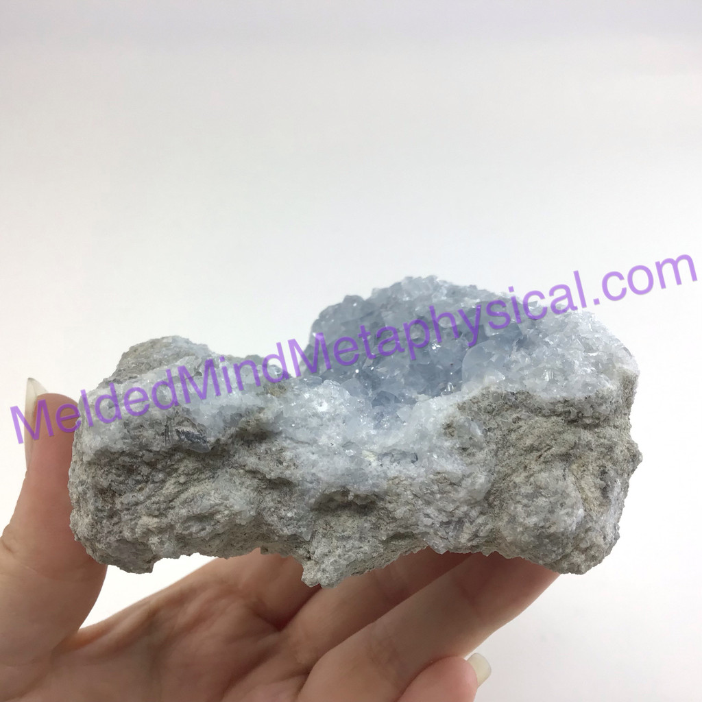 MeldedMind Raw Celestite Cluster Specimen 4.48in Natural Blue Crystal 509