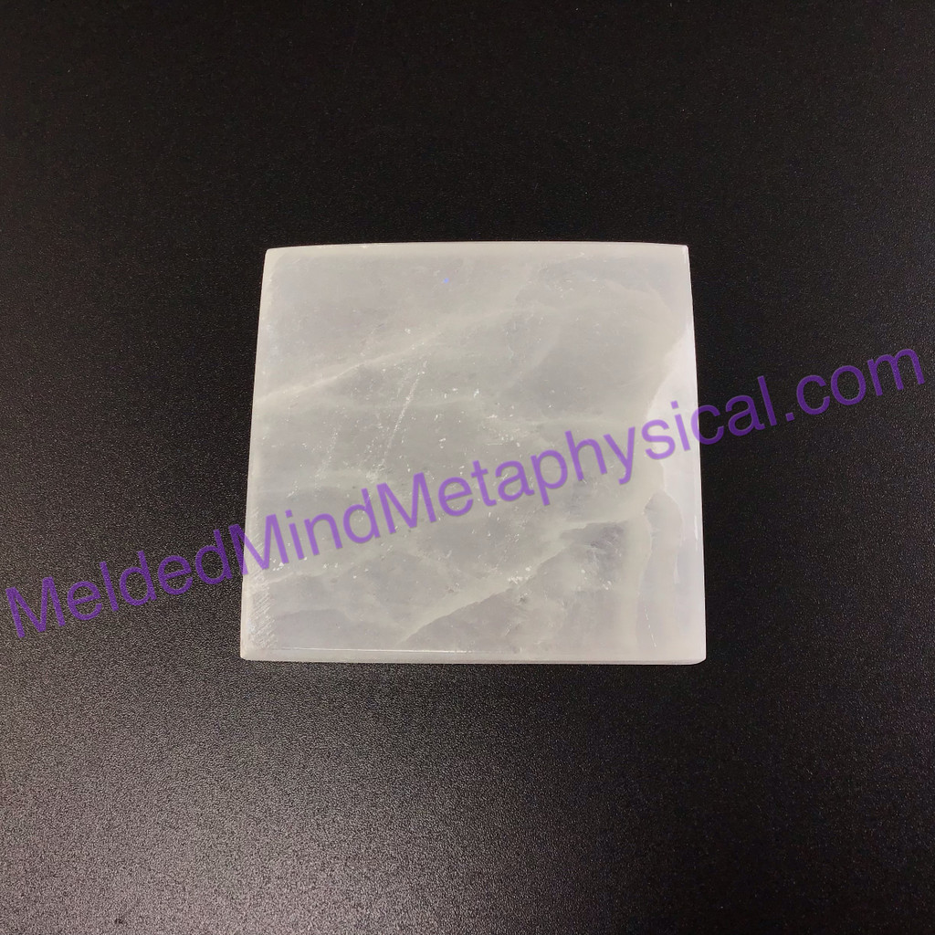 MeldedMind Polished Satin Spar Selenite Square 2.5x2.5x.5in Energy Cleanser 164