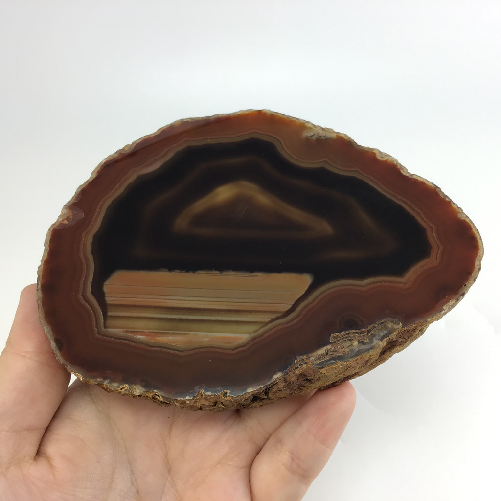 MeldedMind Thick Agate Carnelian Slab 4.87in One Side Polished Waterline 082