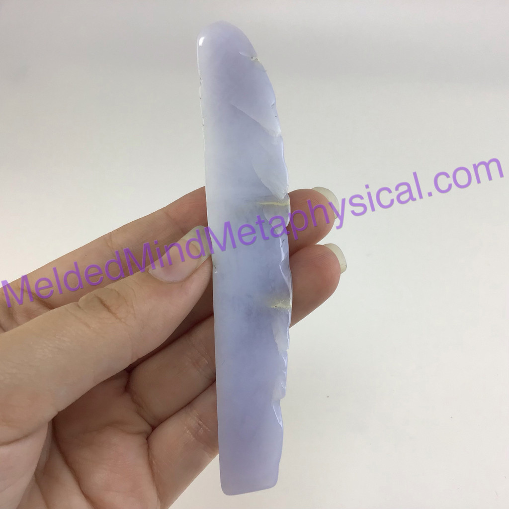 MeldedMind Natural Polished Blue Chalcedony Wand 4.36in Freeform Artist 666