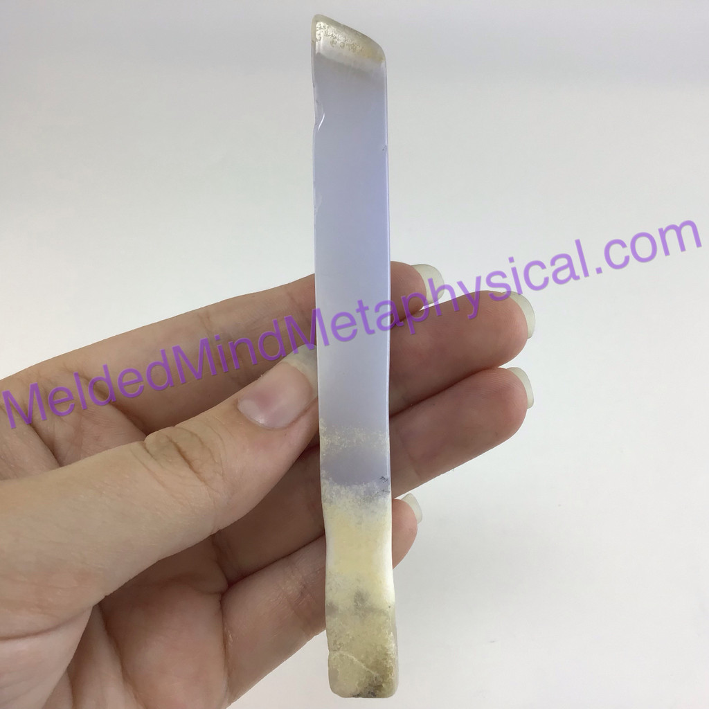 MeldedMind Natural Polished Blue Chalcedony Wand 4.39in Freeform Artist 667