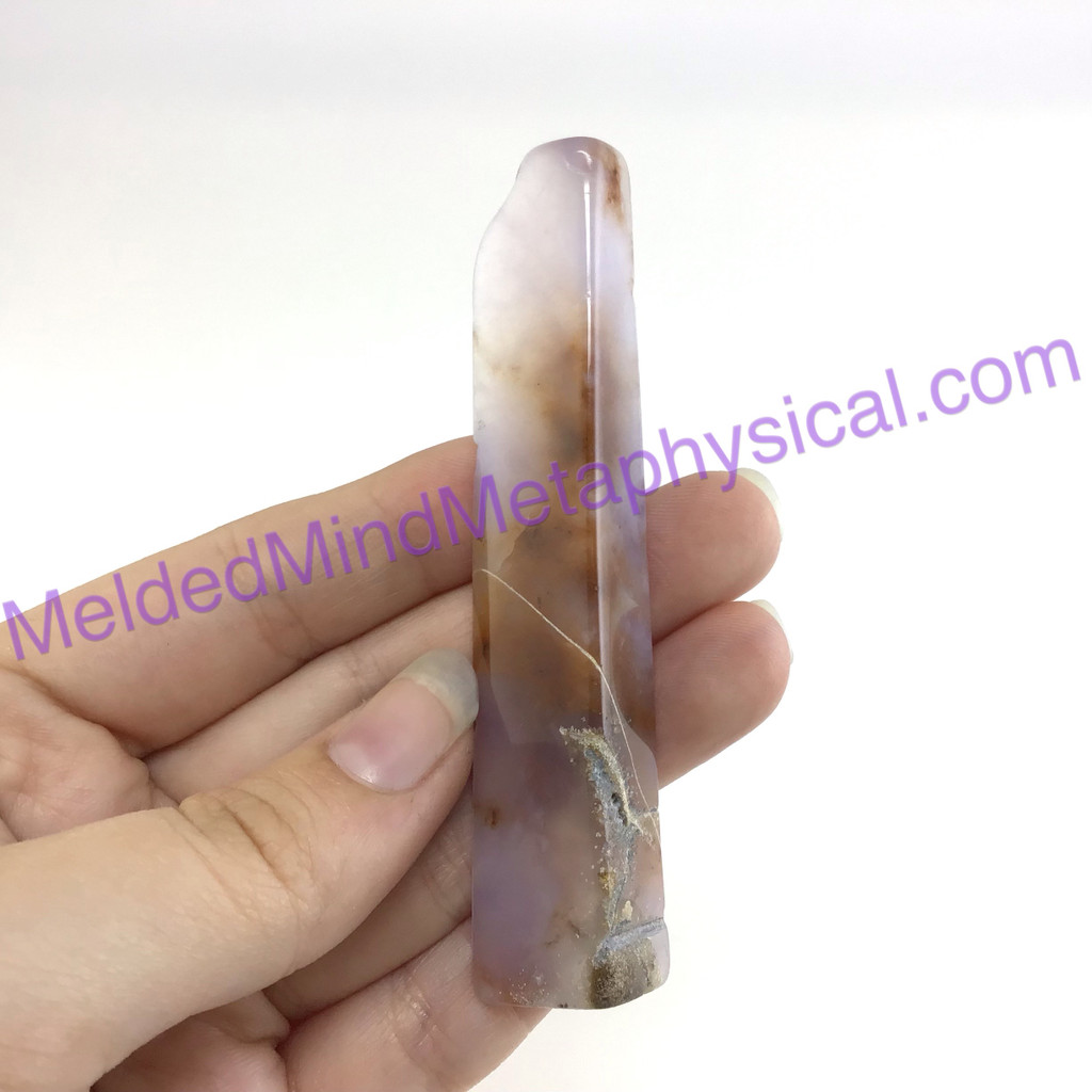 MeldedMind Natural Polished Blue Chalcedony Wand 3.36in Freeform Artist 669