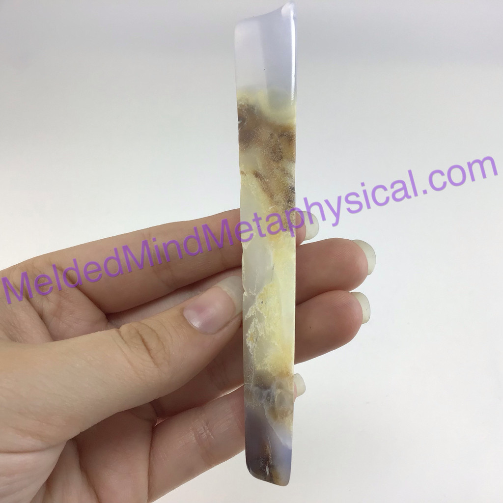 MeldedMind Natural Polished Blue Chalcedony Wand 4.37in Freeform Artist 670