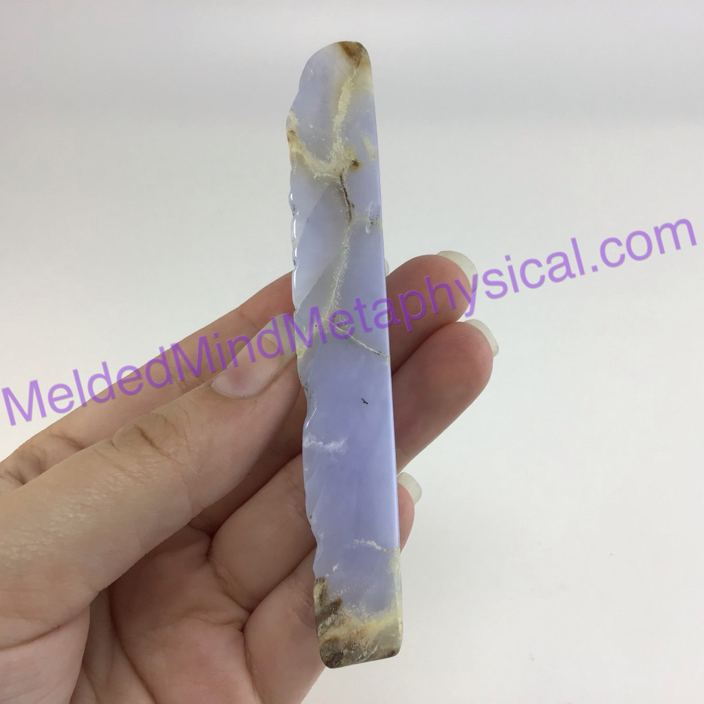 MeldedMind Natural Polished Blue Chalcedony Wand 4.05in Freeform Artist 671