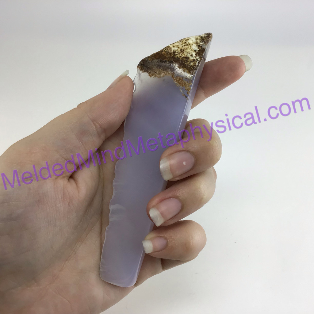 MeldedMind Natural Polished Blue Chalcedony Wand 4.71in Freeform Artist 673