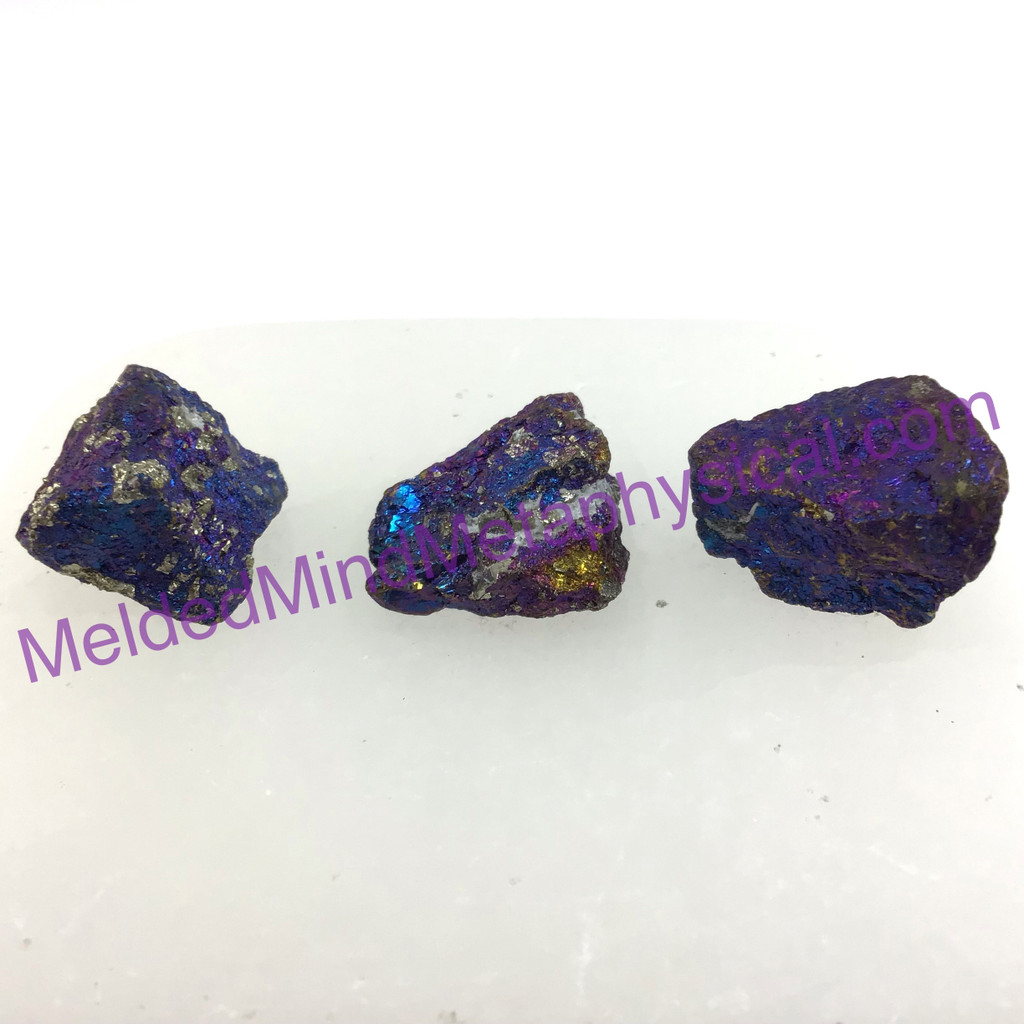 MeldedMind Set of 3 XS Rainbow Chalcopyrite Specimen ~22mm Mineral Power 186