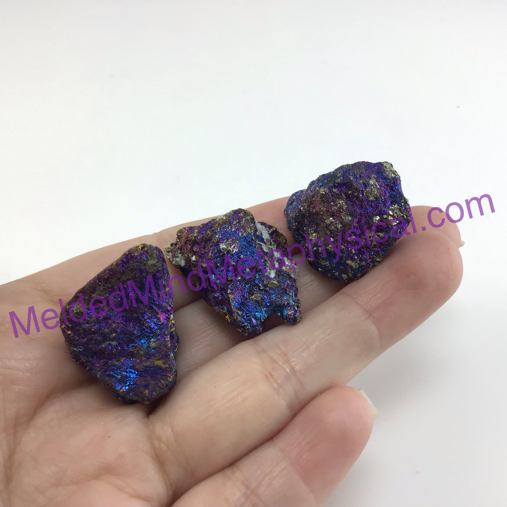 MeldedMind Set of 3 XS Rainbow Chalcopyrite Specimen ~22mm Mineral Power 186