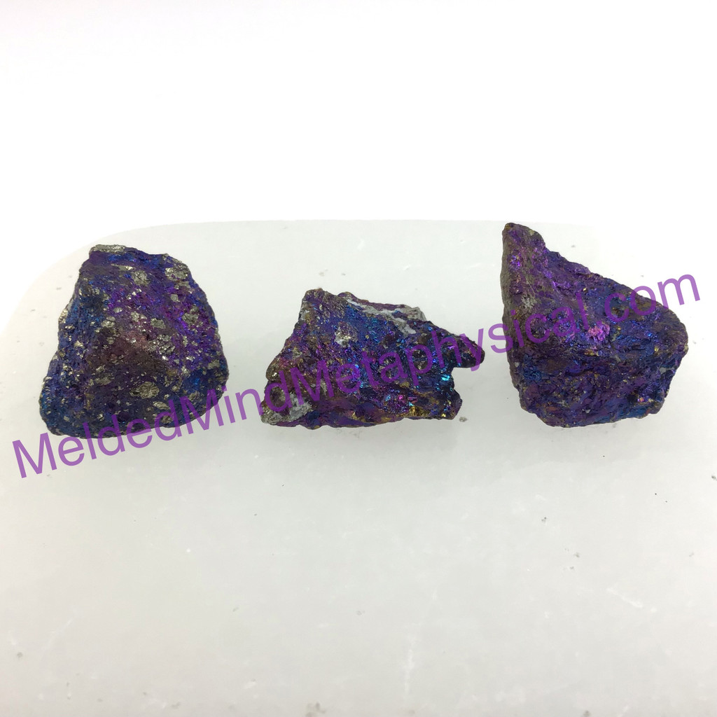 MeldedMind Set of 3 XS Rainbow Chalcopyrite Specimen ~22mm Mineral Power 186