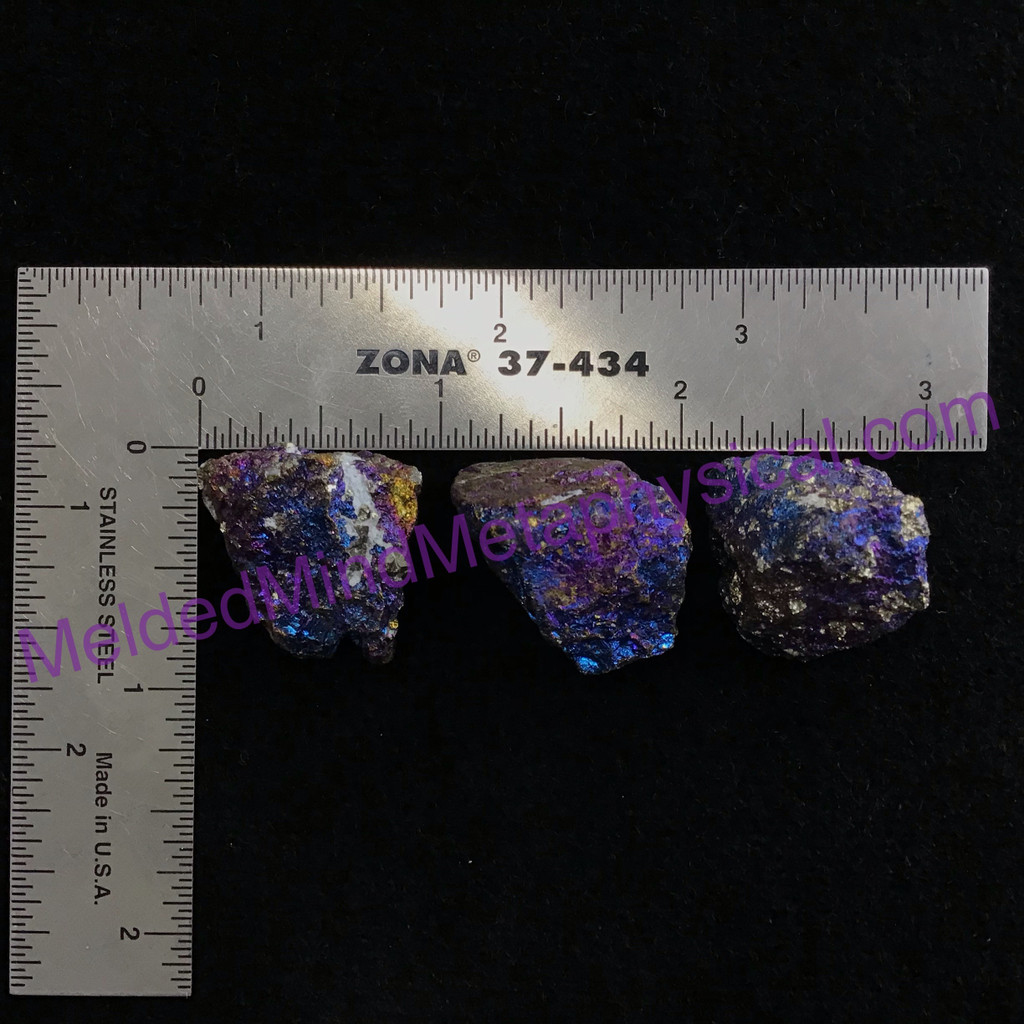 MeldedMind Set of 3 XS Rainbow Chalcopyrite Specimen ~22mm Mineral Power 186