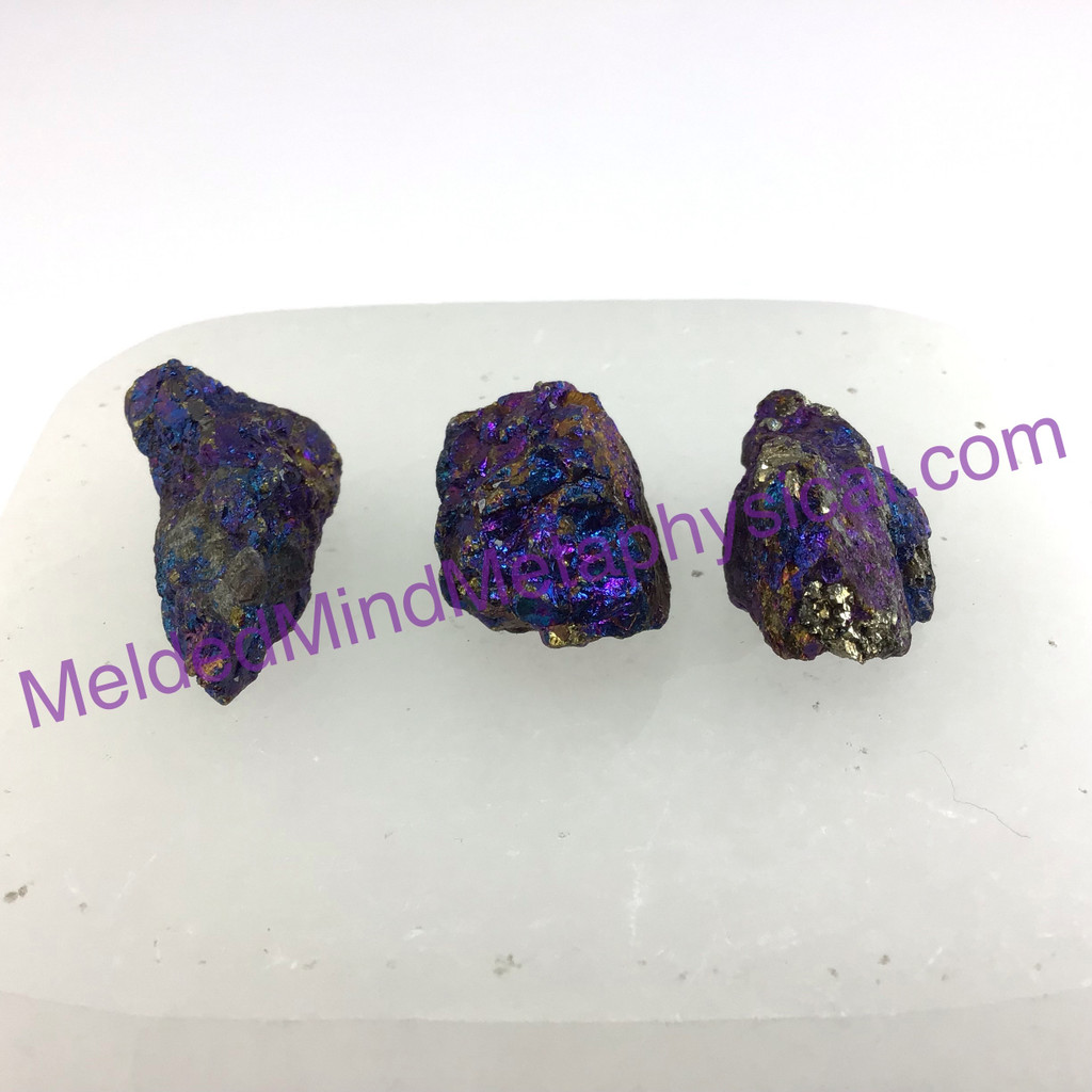 MeldedMind Set of 3 XS Rainbow Chalcopyrite Specimen ~25mm Mineral Power 185