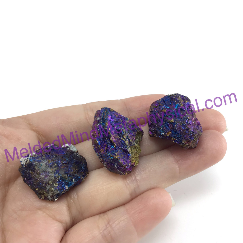 MeldedMind Set of 3 XS Rainbow Chalcopyrite Specimen ~24mm Mineral Power 183