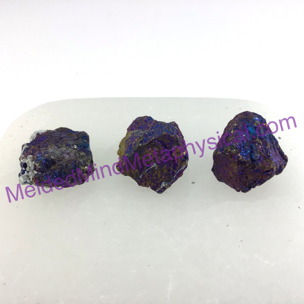 MeldedMind Set of 3 XS Rainbow Chalcopyrite Specimen ~24mm Mineral Power 183