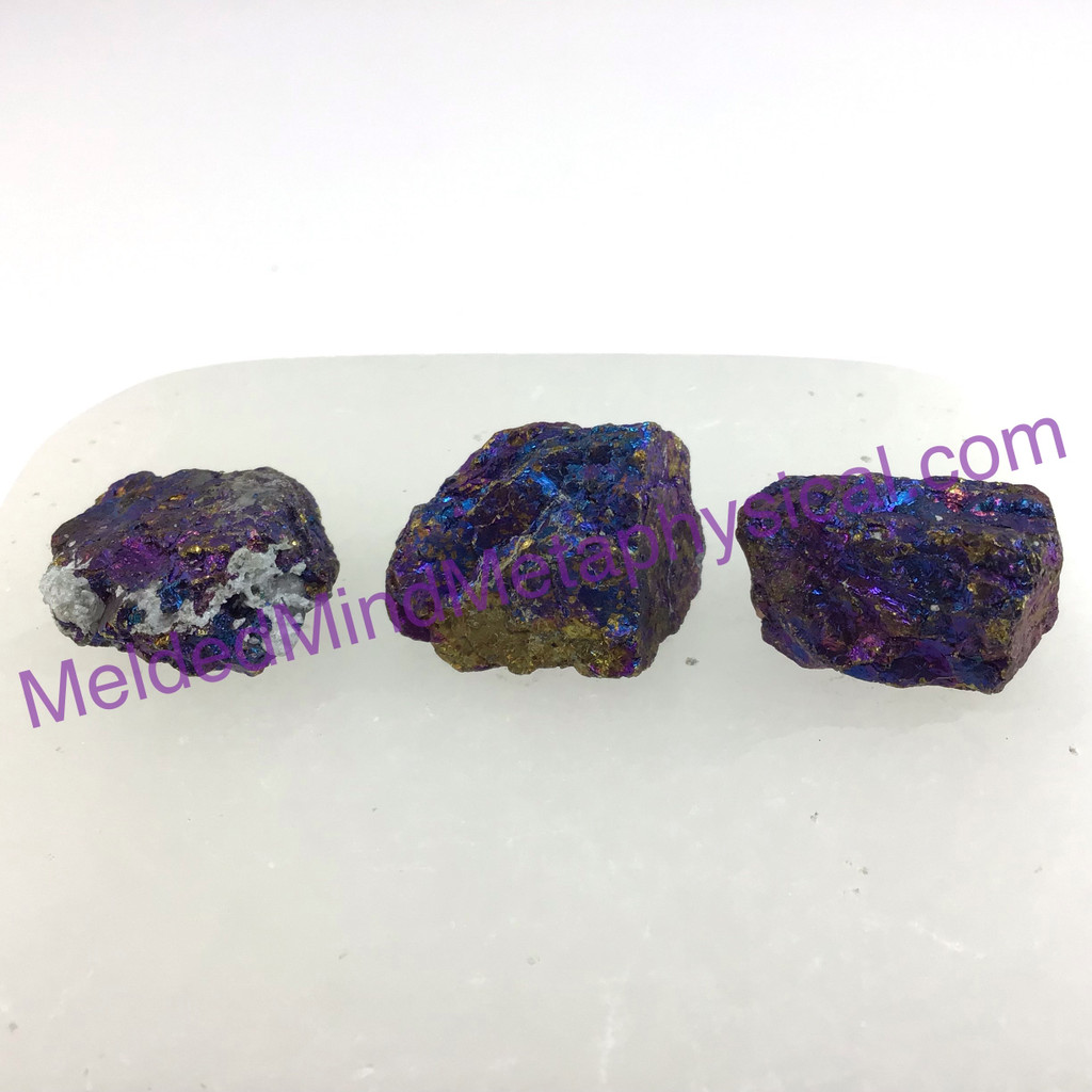 MeldedMind Set of 3 XS Rainbow Chalcopyrite Specimen ~24mm Mineral Power 183