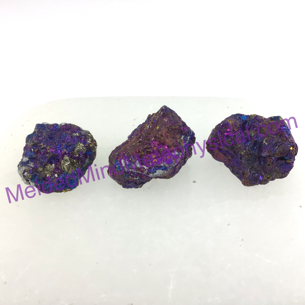 MeldedMind Set of 3 XS Rainbow Chalcopyrite Specimen ~24mm Mineral Power 183