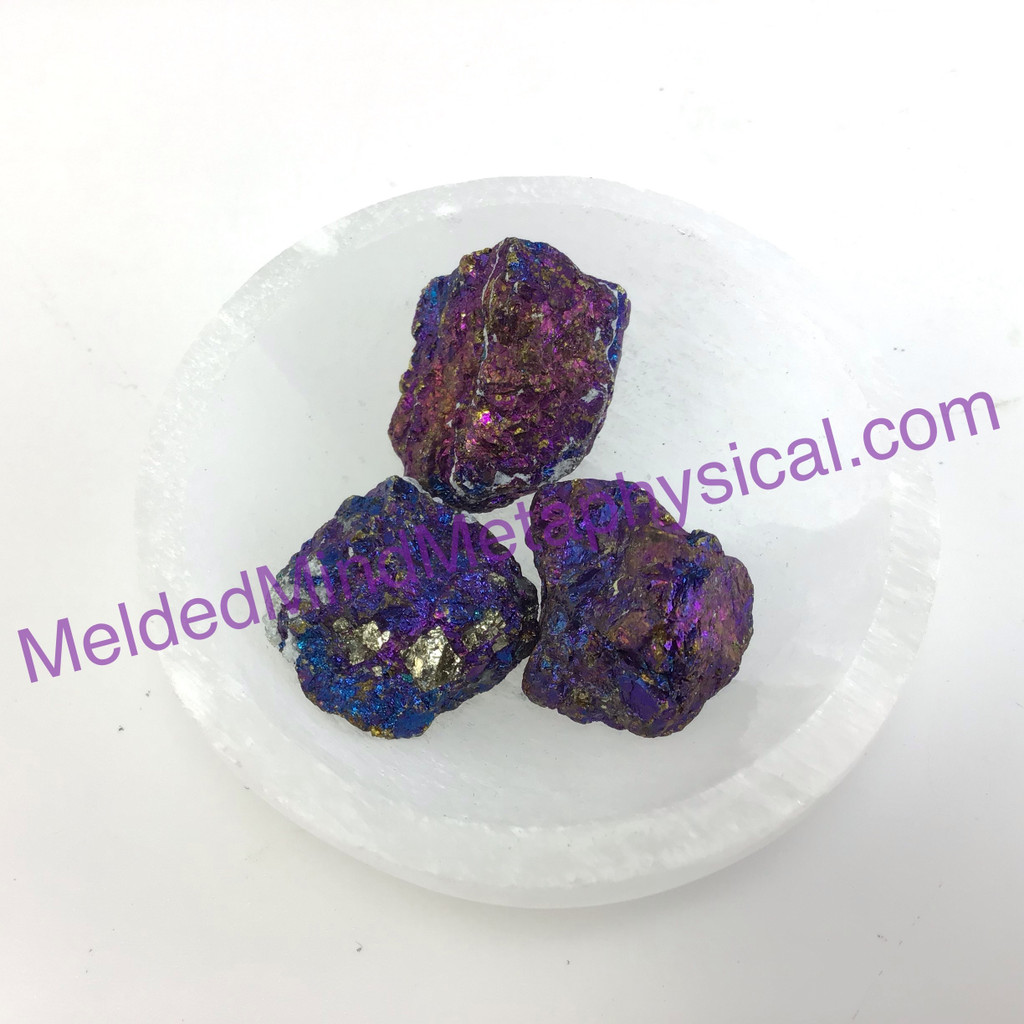 MeldedMind Set of 3 XS Rainbow Chalcopyrite Specimen ~24mm Mineral Power 183