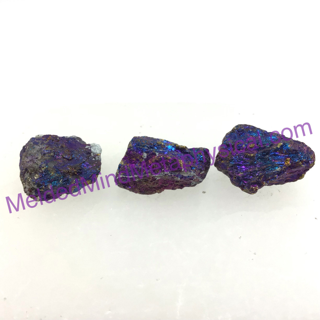 MeldedMind Set of 3 XS Rainbow Chalcopyrite Specimen ~24mm Mineral Power 183