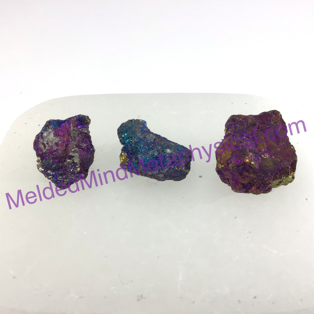 MeldedMind Set of 3 XS Rainbow Chalcopyrite Specimen ~20mm Mineral Power 181