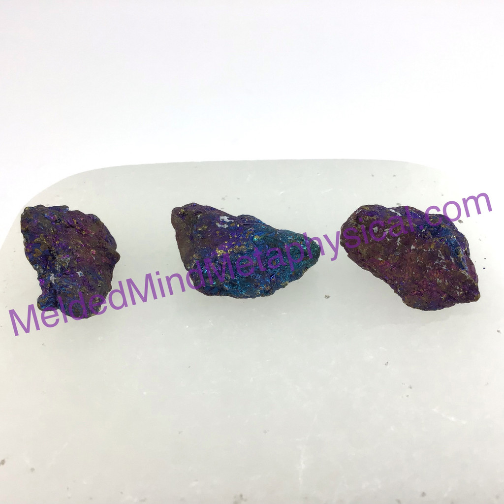 MeldedMind Set of 3 XS Rainbow Chalcopyrite Specimen ~25mm Mineral Power 180