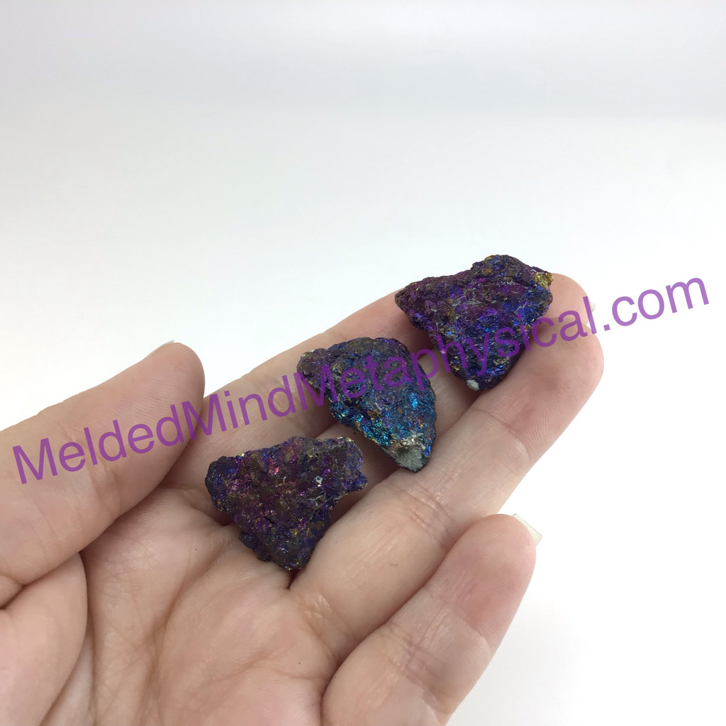 MeldedMind Set of 3 XS Rainbow Chalcopyrite Specimen ~25mm Mineral Power 180