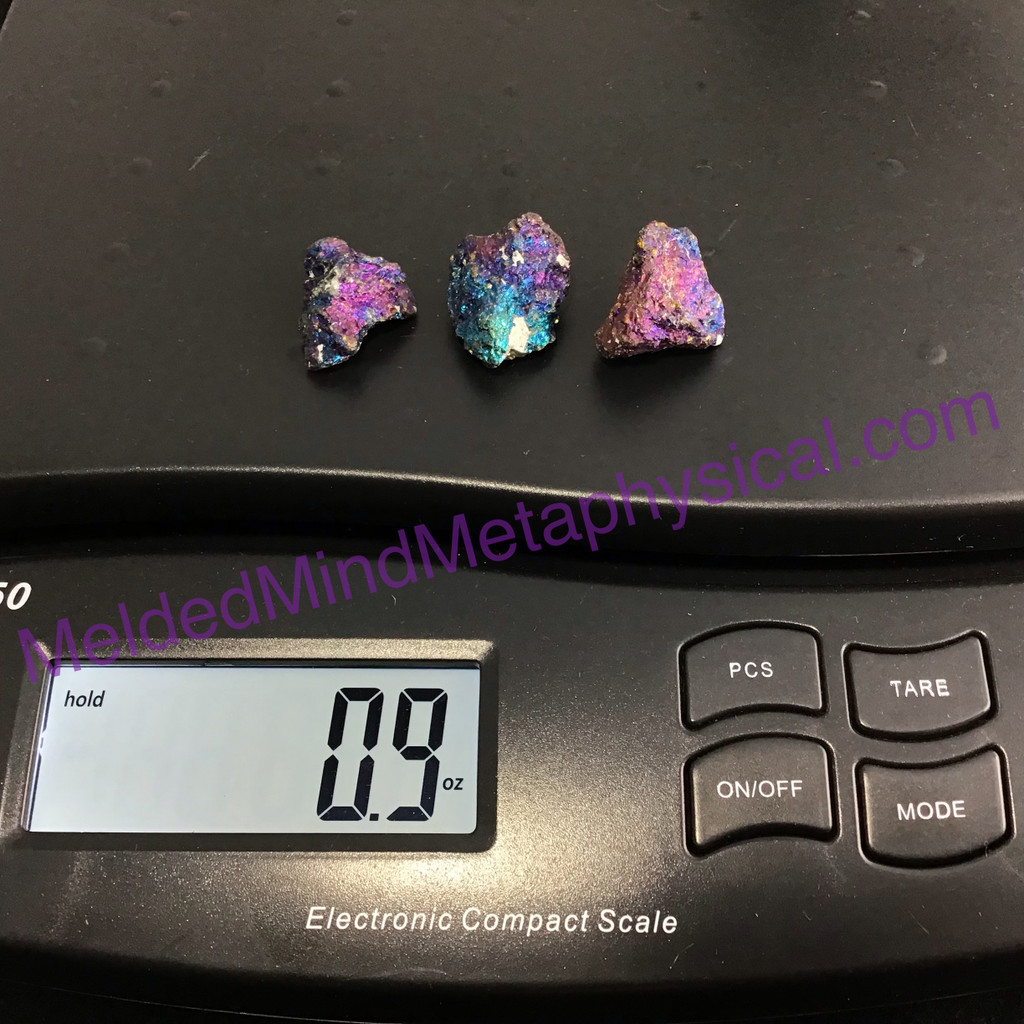 MeldedMind Set of 3 XS Rainbow Chalcopyrite Specimen ~25mm Mineral Power 180