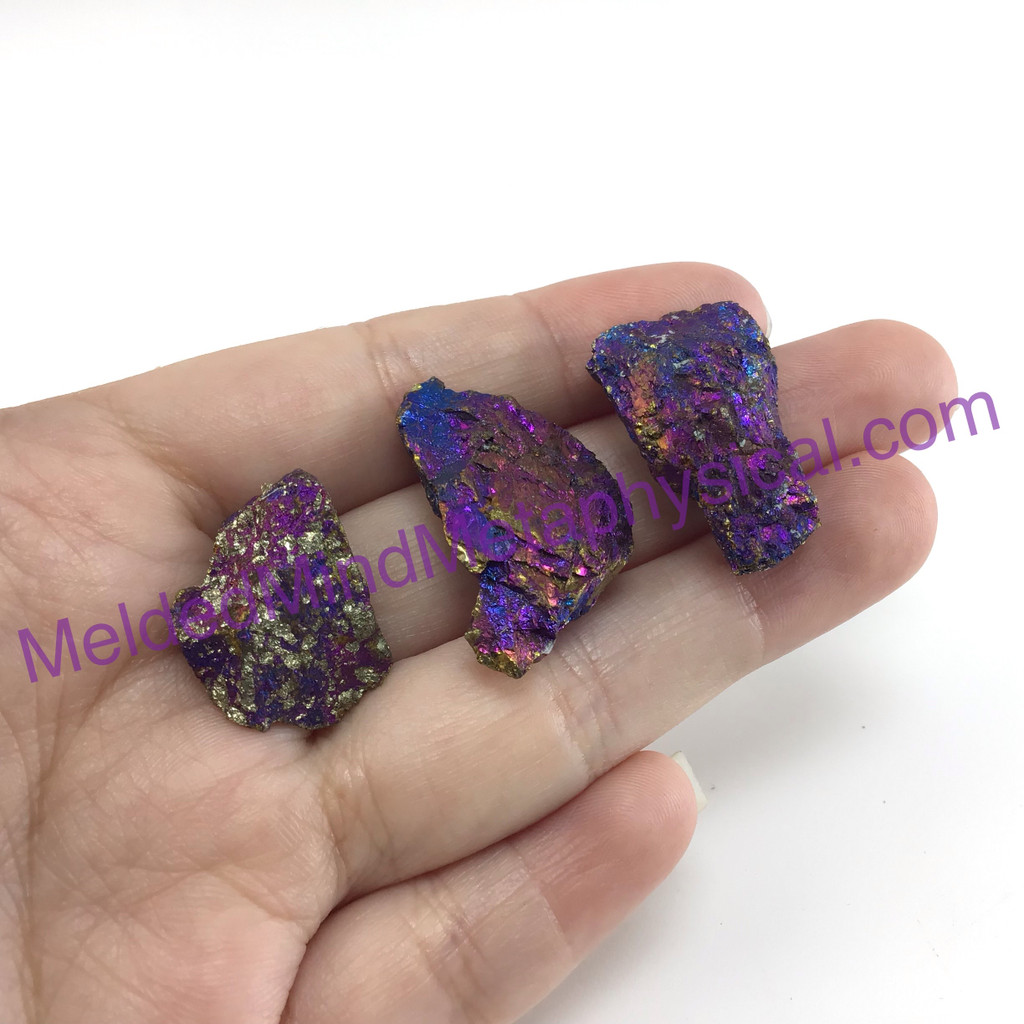 MeldedMind Set of 3 XS Rainbow Chalcopyrite Specimen ~30mm Mineral Power 190