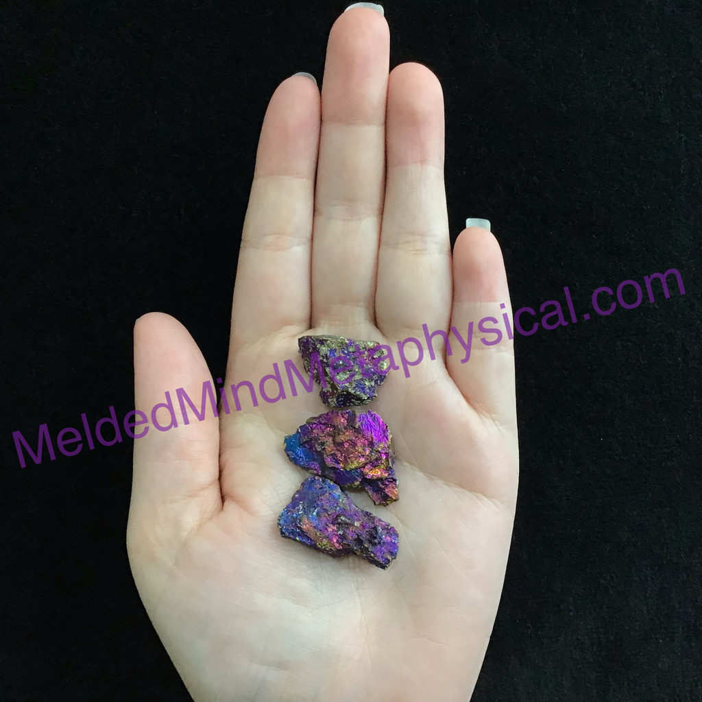 MeldedMind Set of 3 XS Rainbow Chalcopyrite Specimen ~30mm Mineral Power 190