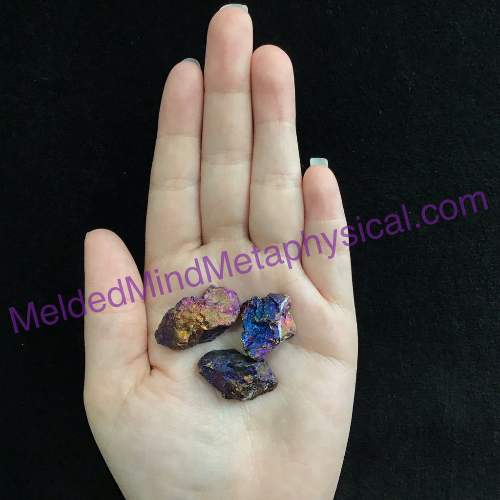 MeldedMind Set of 3 XS Rainbow Chalcopyrite Specimen ~29mm Mineral Power 188