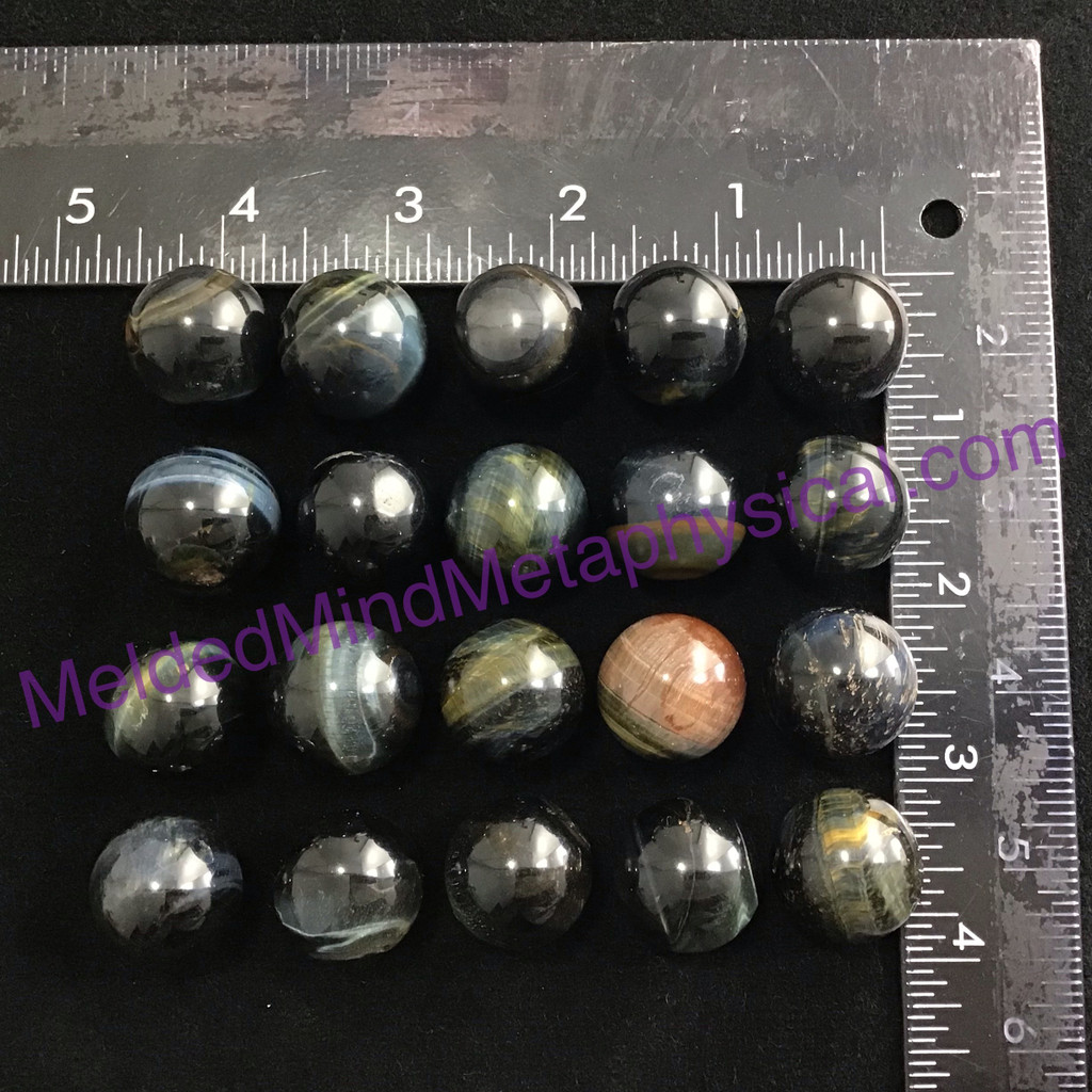 MeldedMind Blue Tiger's Eye Sphere 19-22mm Marble Flash Natural Stone 218