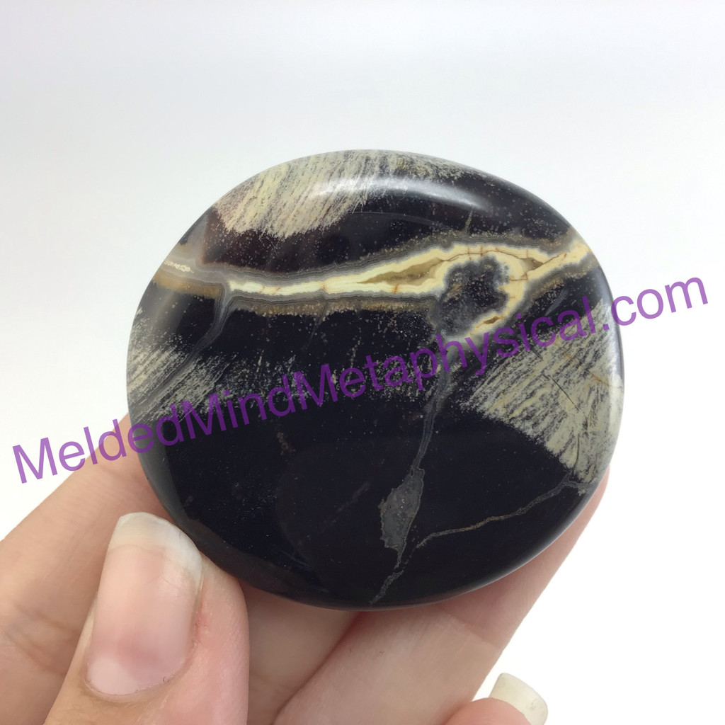 MeldedMind Brecciated "Poppy" Jasper Palm Stone 1.86in Smooth Flower Red 072