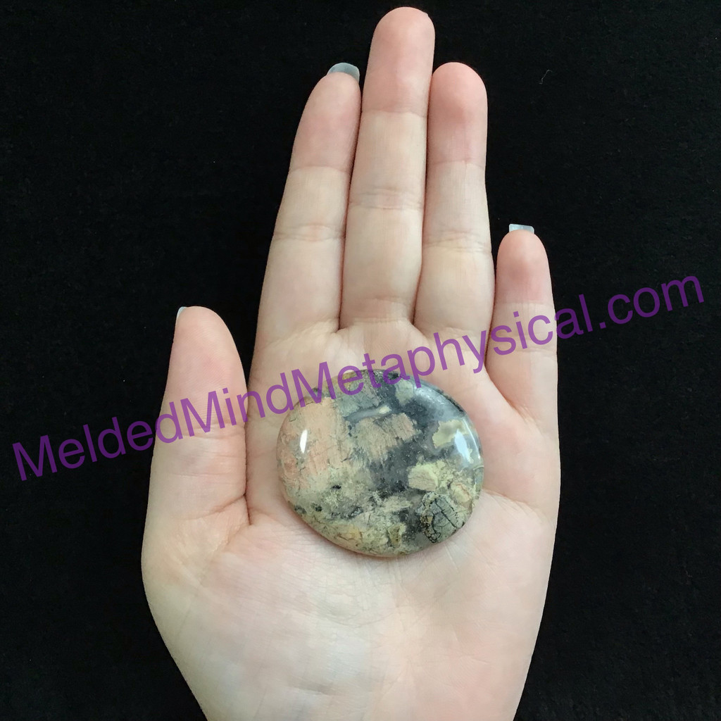 MeldedMind Brecciated "Poppy" Jasper Palm Stone 1.77in Smooth Flower Red 076