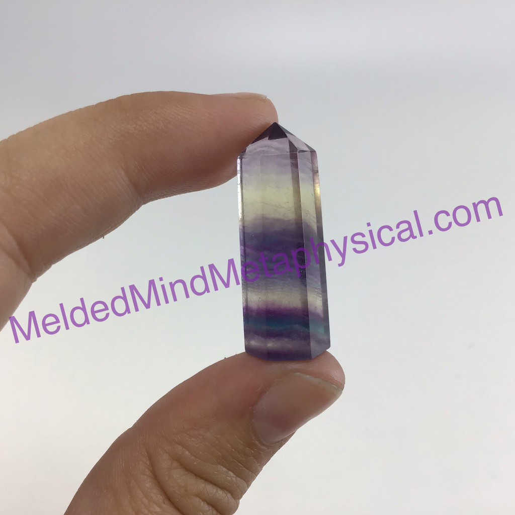 MeldedMind Multicolor Rainbow Fluorite Obelisk 1.18in Purple Bands Décor 703