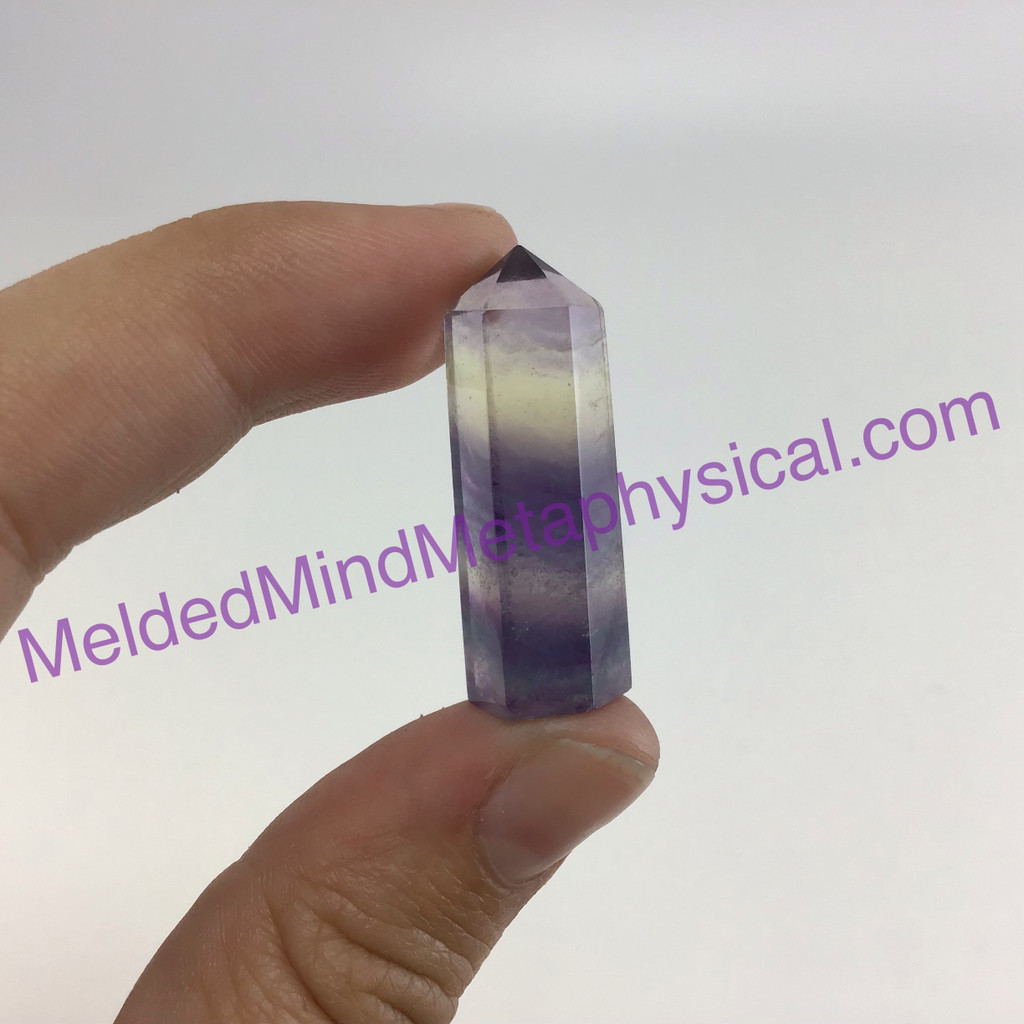 MeldedMind Multicolor Rainbow Fluorite Obelisk 1.18in Purple Bands Décor 703