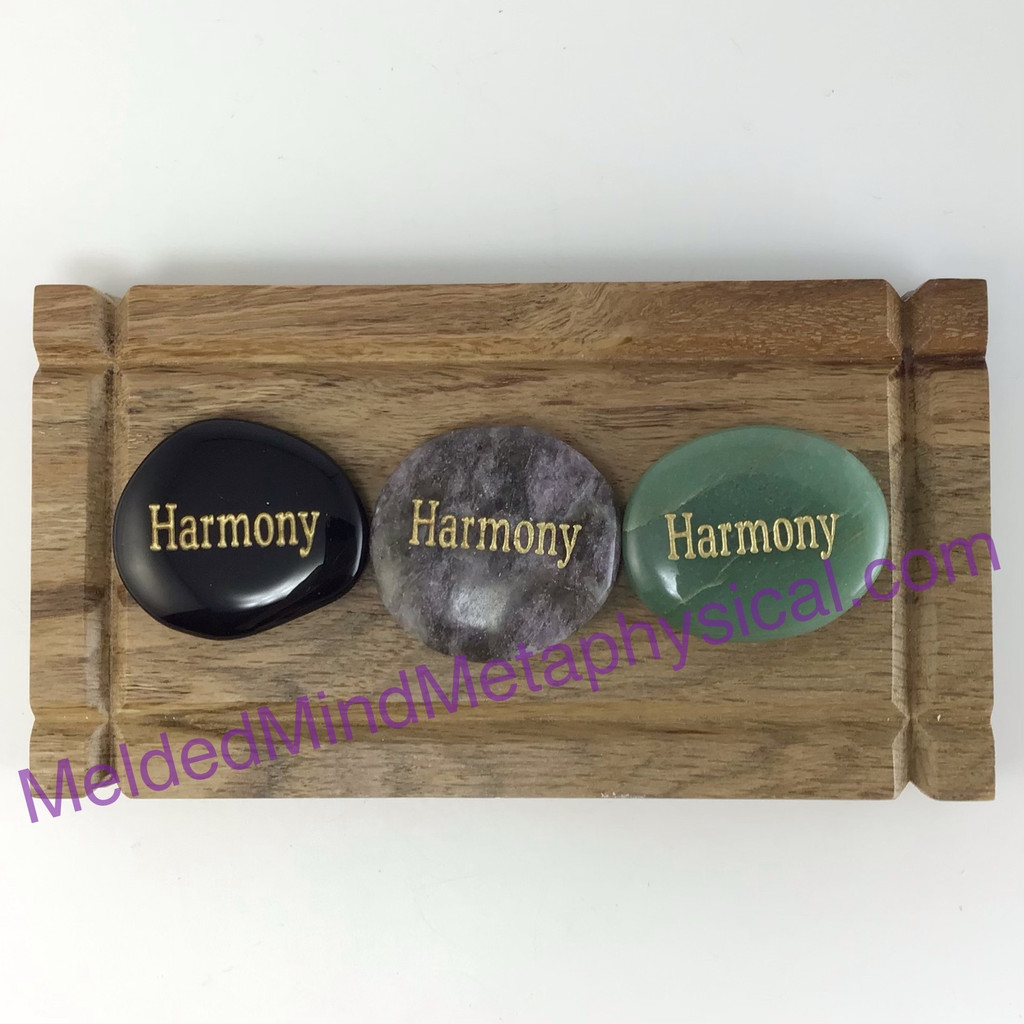 MeldedMind One (1) Engraved "Harmony" Word Palm Worry Wishing Stone 387