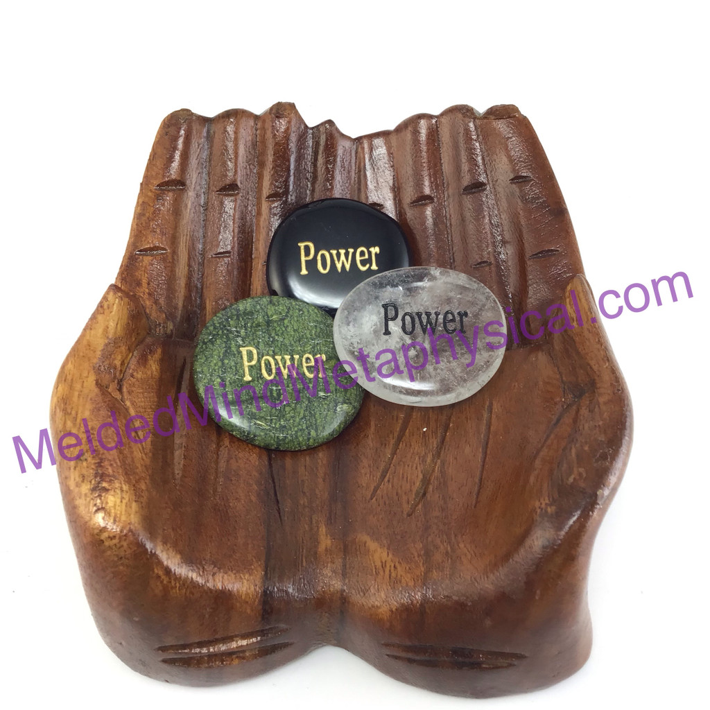 MeldedMind One (1) Engraved "Power" Word Palm Worry Wishing Stone 386