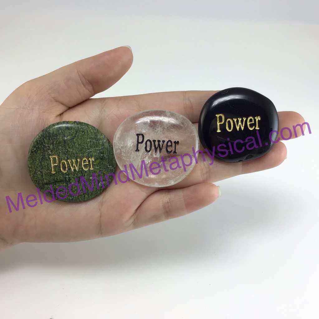 MeldedMind One (1) Engraved "Power" Word Palm Worry Wishing Stone 386