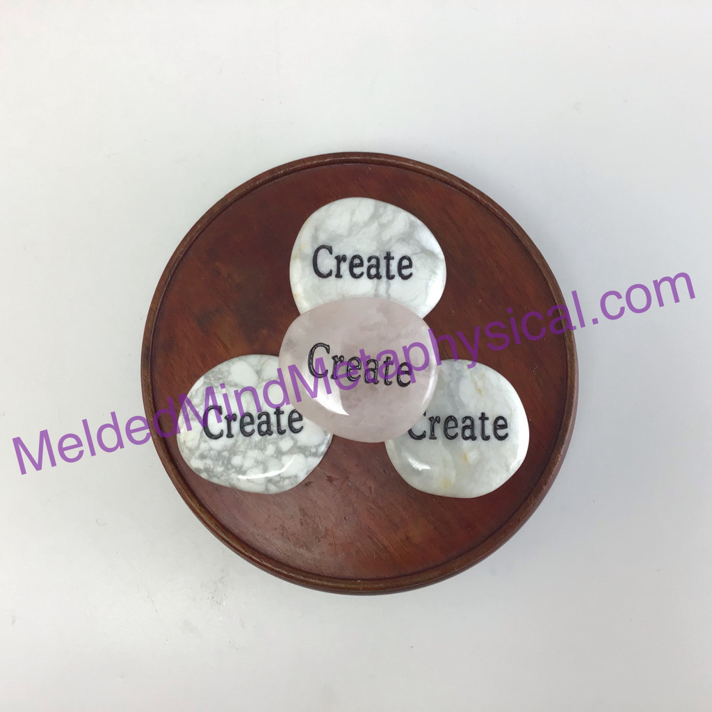 MeldedMind One (1) Engraved "Create" Word Palm Worry Wishing Stone 380