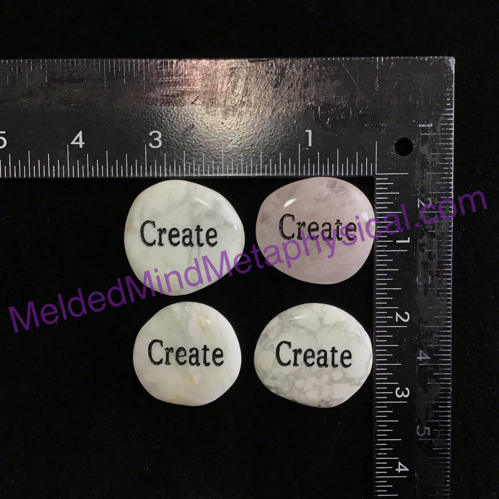 MeldedMind One (1) Engraved "Create" Word Palm Worry Wishing Stone 380