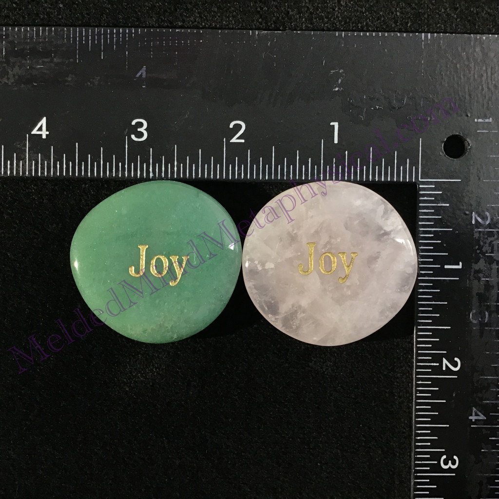 MeldedMind One (1) Engraved "Joy" Word Palm Wishing Stone 379