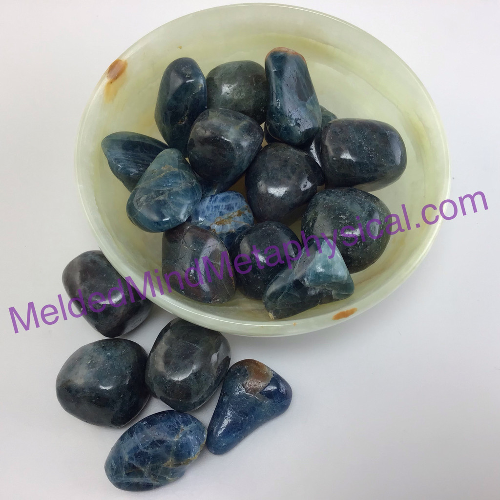 MeldedMind One (1) Blue Apatite Polished Tumble 2 Sizes Natural Blue Crystal 072