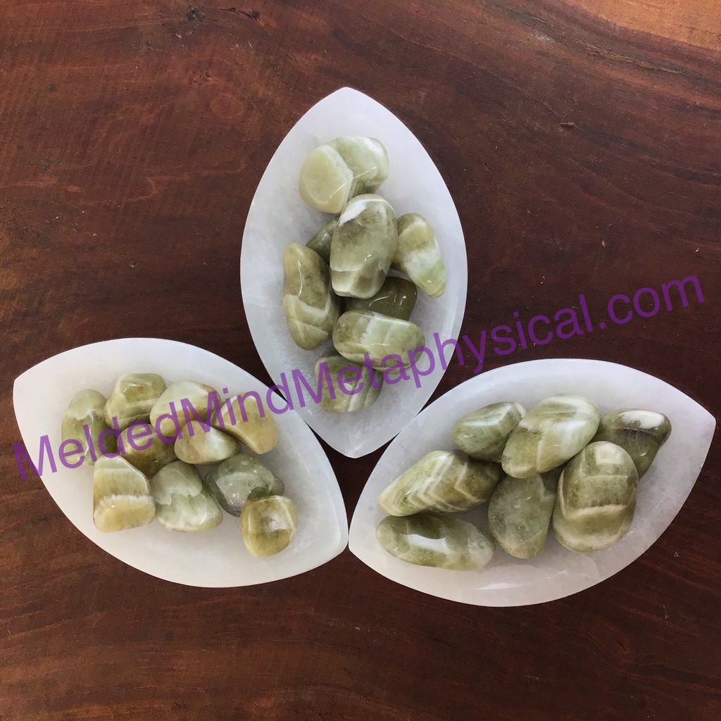 MeldedMind One (1) Green Prasiolite Amethyst Tumble 3 sizes Natural Crystal 086