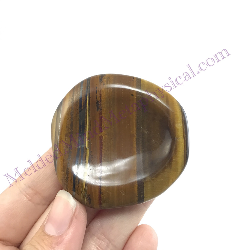 MeldedMind Tiger Iron Palm Smooth Worry Stone 1.81in Natural Brown Crystal 807