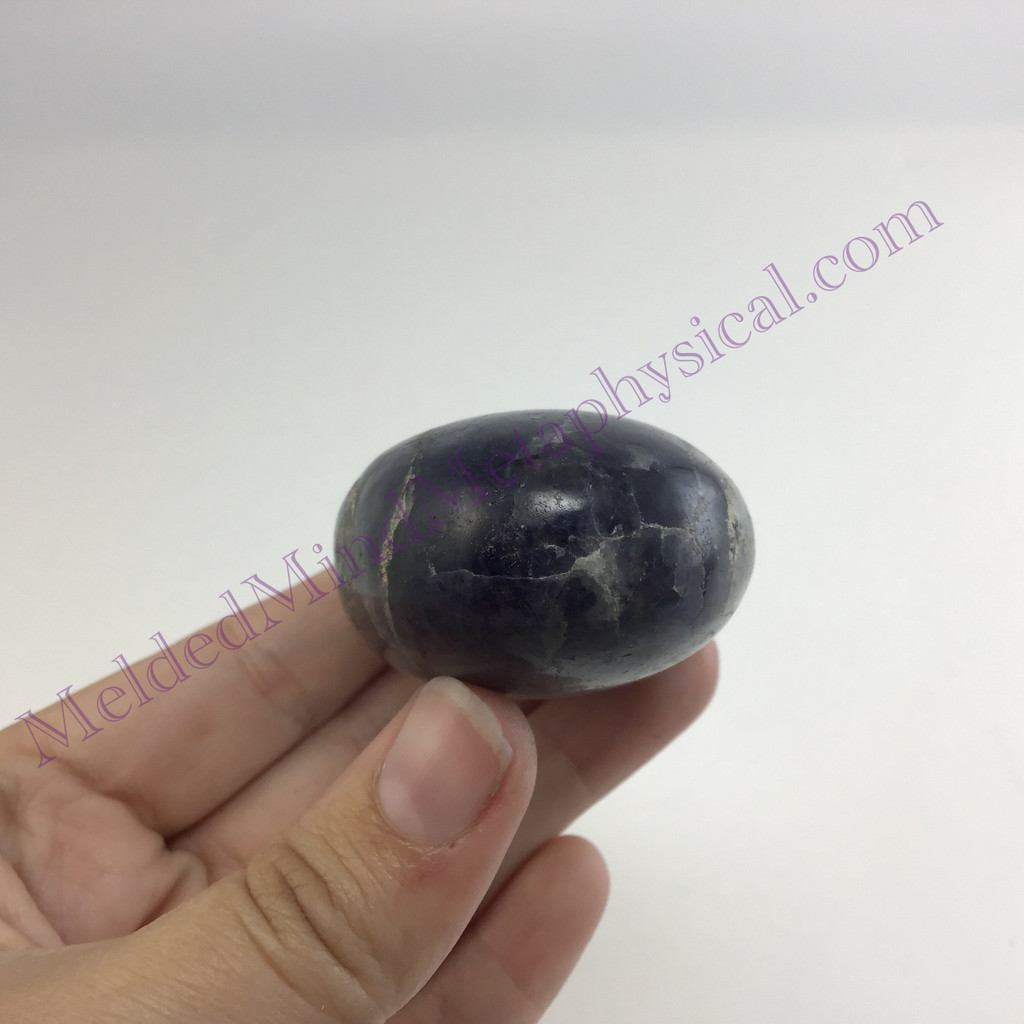 MeldedMind Iolite Palm Stone 2.55in Natural Blue Crystal 859