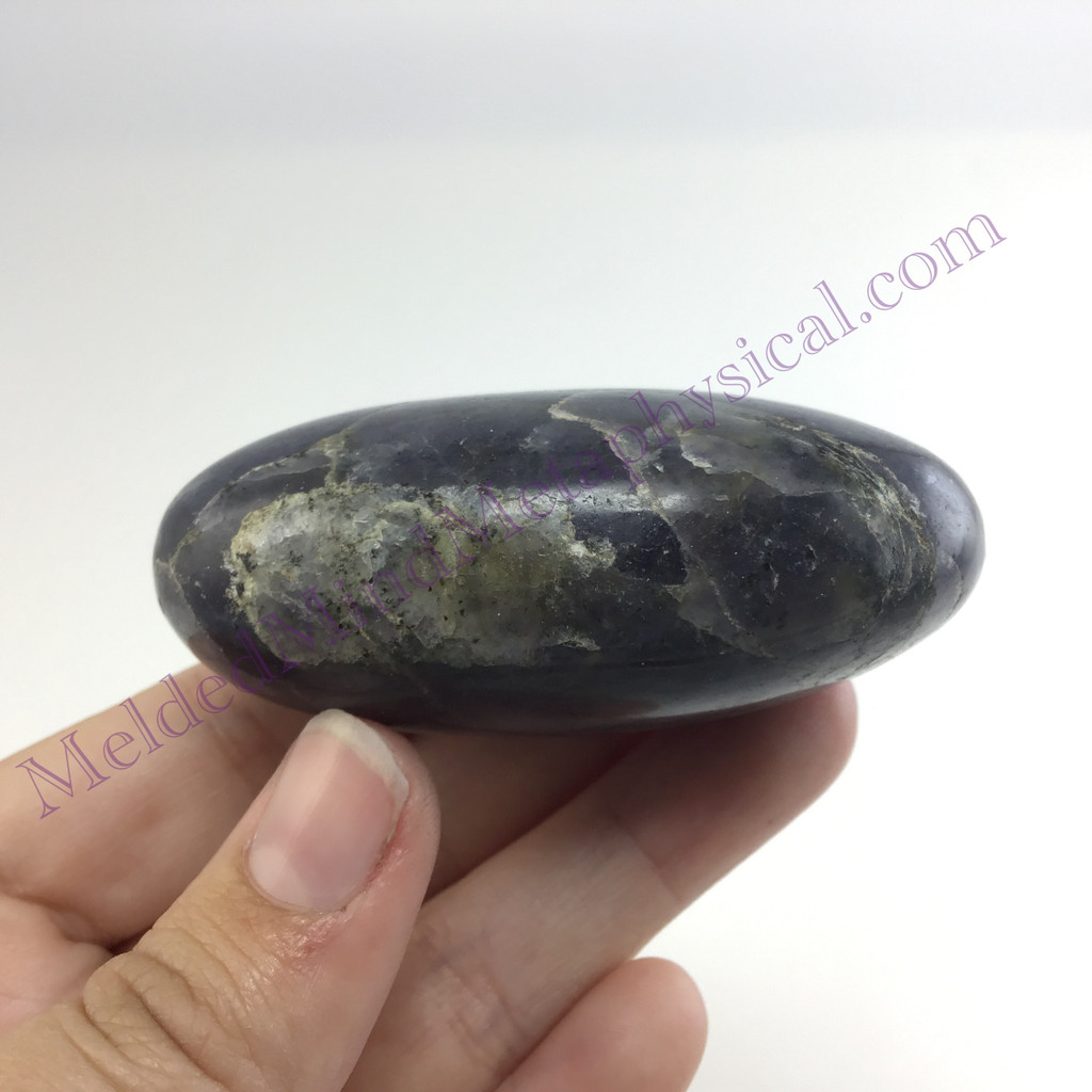 MeldedMind Iolite Palm Stone 2.55in Natural Blue Crystal 859