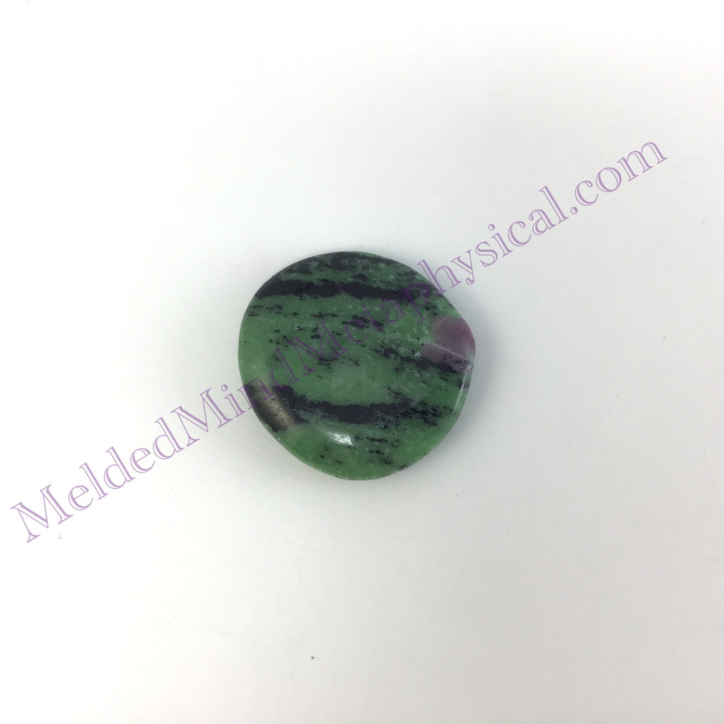 MeldedMind African Ruby Zoisite Palm Stone 1.64in Natural Green Crystal 733